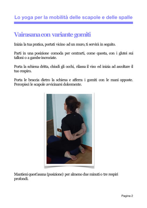 Scheda 2026 Yoga per la mobilità delle scapole e delle spalle